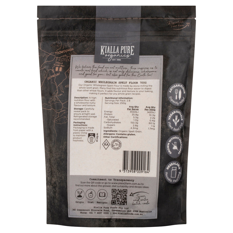 Organic Wholegrain Spelt Flour 700g