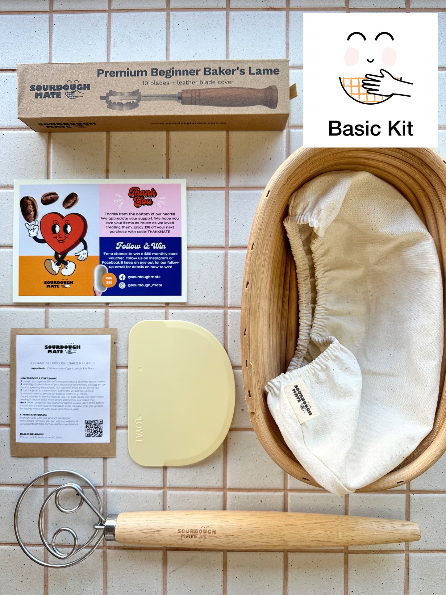 Organic wheat sourdough starter kit contents – Australian made sourdough tools